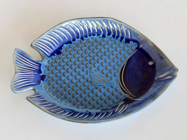Blue Ceramic Fish Plate